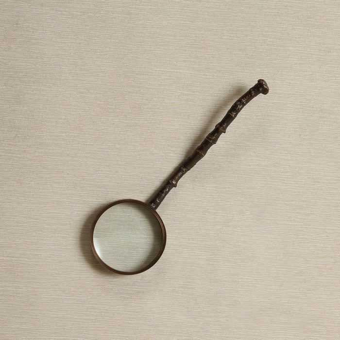 Branch handle magnifying glass in antique brass