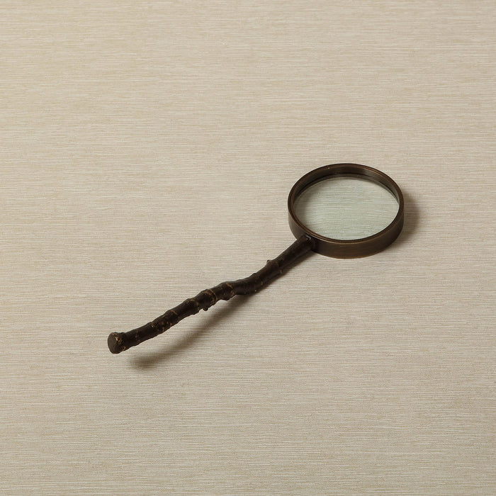 Branch handle magnifying glass in antique brass