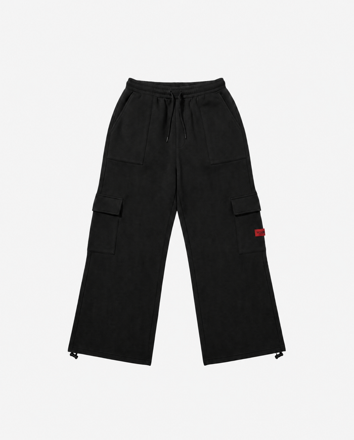 Brushed Fleece Cargo Sweatpant | Black