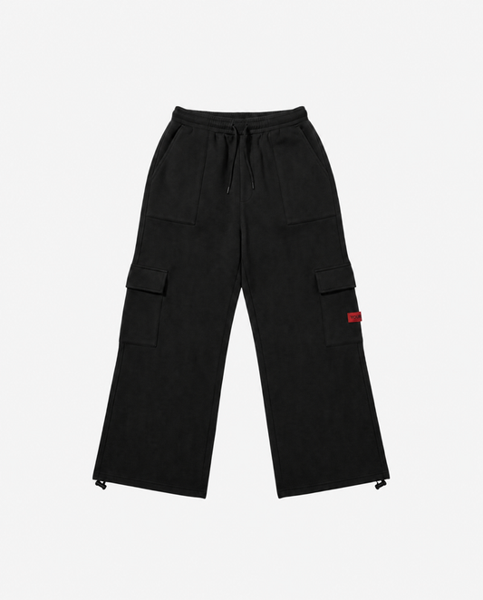 Brushed Fleece Cargo Sweatpant | Black