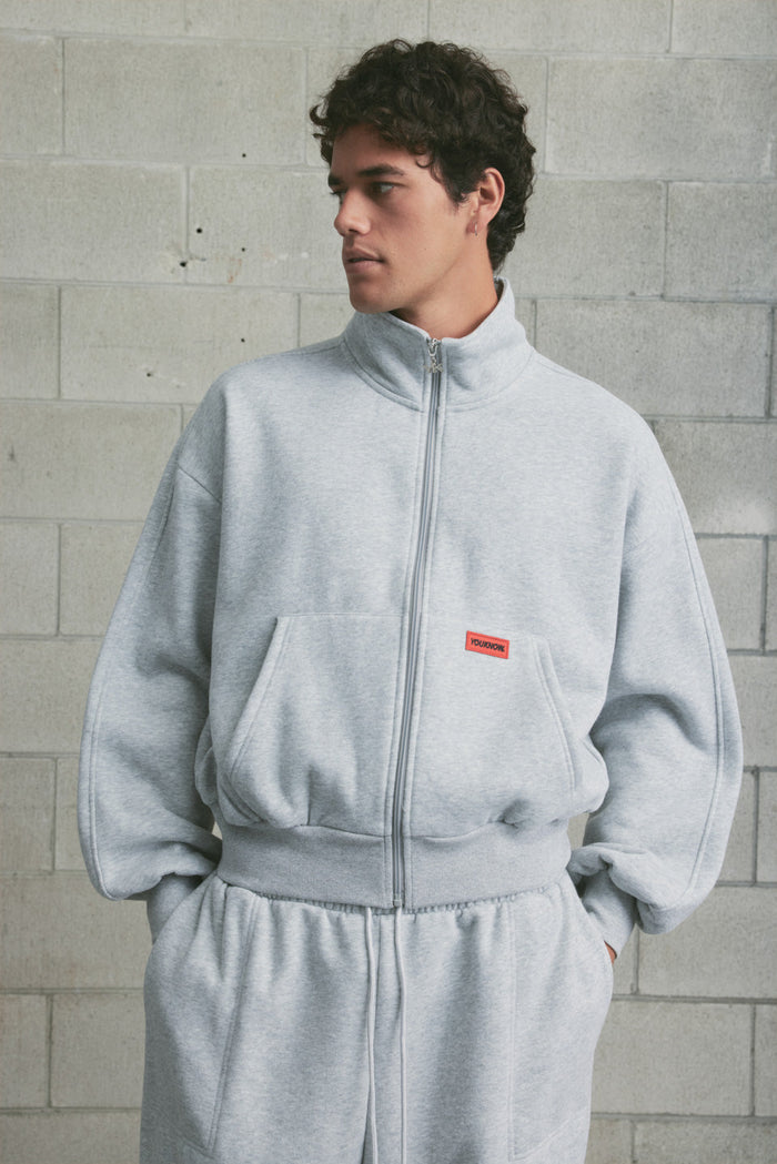 Brushed Fleece Track Jacket | GREY MARLE