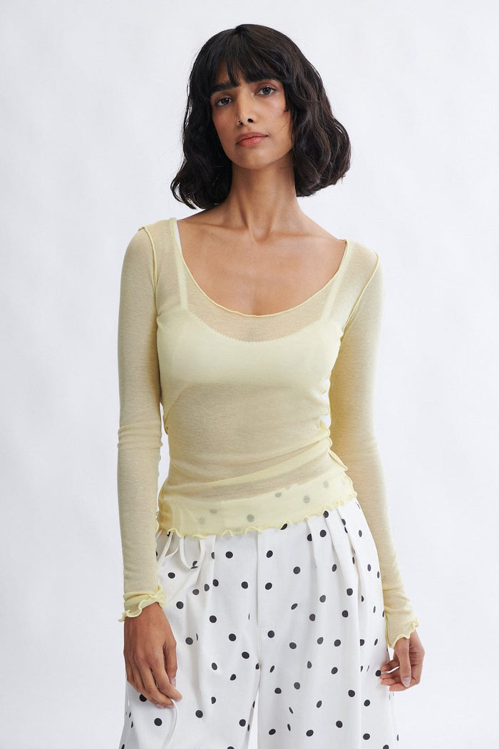Eliza Faulkner Designs Inc. Carla Microknit Longsleeve Top Yellow