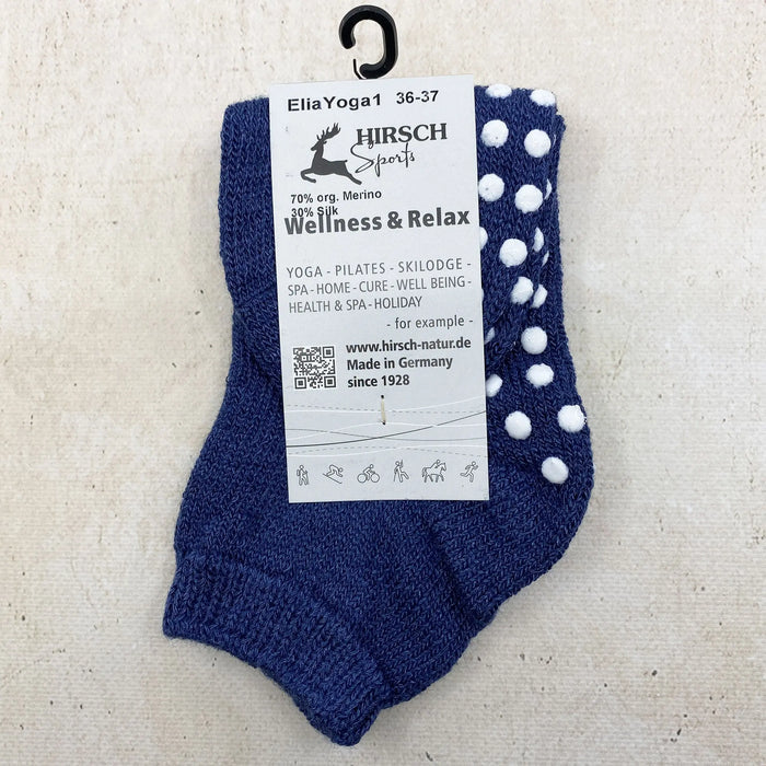 Chaussettes adulte laine et soie anti-dérapantes EliaYoga Hirsch Natur