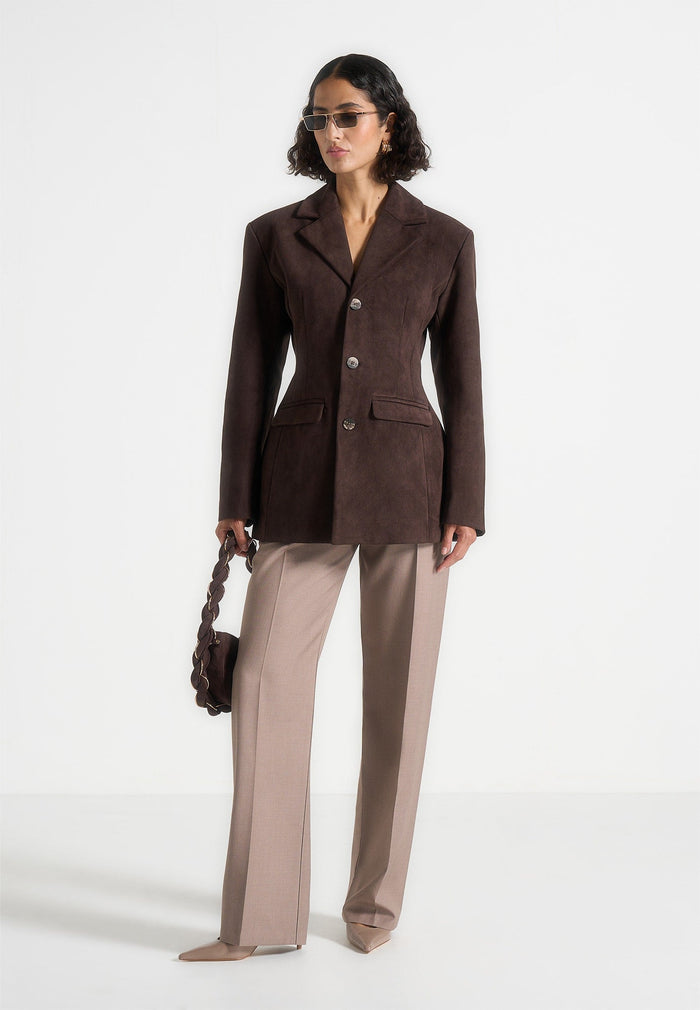 claire-suede-wide-shoulder-cinch-waist-blazer-brown