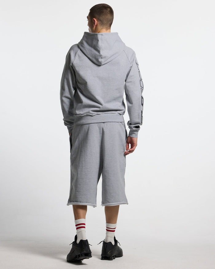 COLD SPORT SWEATPANTS GREY - grey baggy sweat shorts, back view on male model - Cold Culture #man