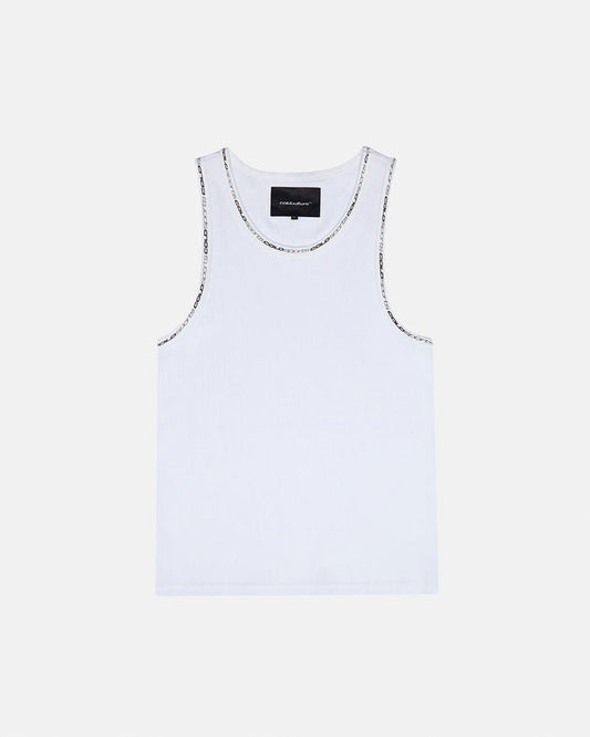 COLD SPORT TANK TOP WHITE - white ribbed tank top, front view - Cold Culture