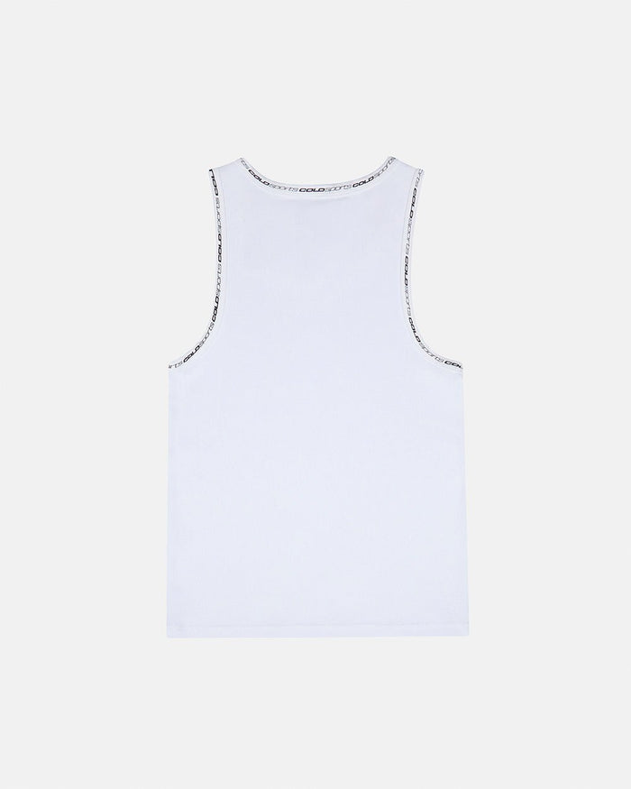 COLD SPORT TANK TOP WHITE - white ribbed tank top, back view - Cold Culture