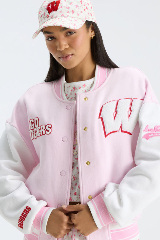 Collegiate Varsity Jacket - WISCONSIN PINK