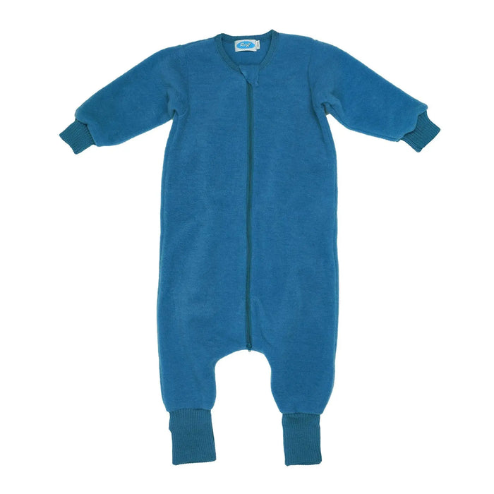 Combinaison de nuit bébé en polaire de laine bio Reiff - Pacific Blue
