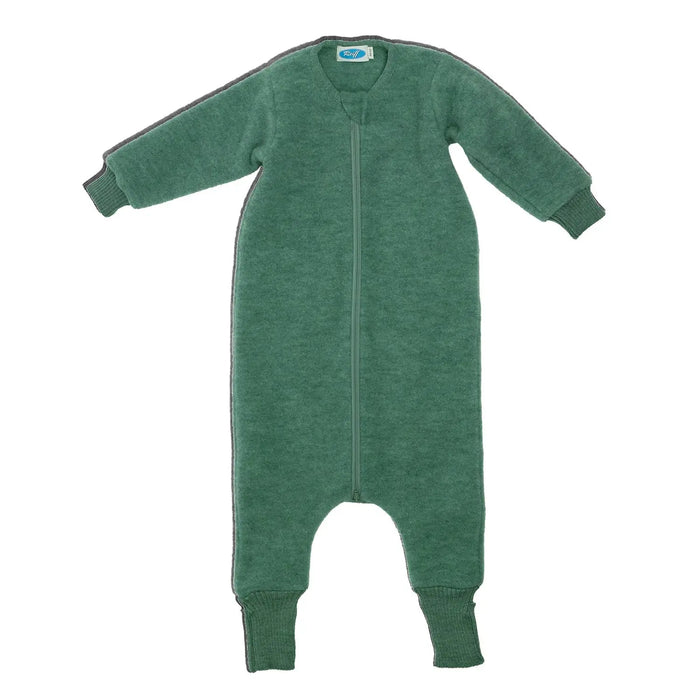 Combinaison de nuit bébé en polaire de laine bio Reiff - Vert Sage