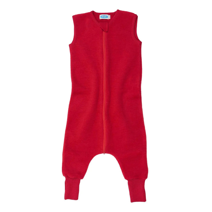 Combinaison de nuit bébé sans manches en polaire de laine bio Reiff - Rouge