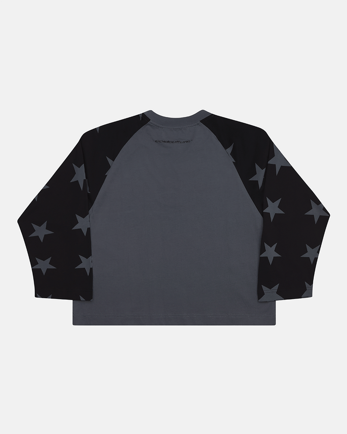CONSTELLATION LONGSLEEVE GREY - grey star print longsleeve tee, back view - Cold Culture