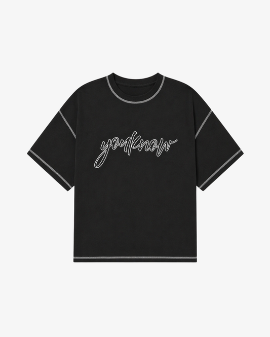 Contrast Stitch Tee | Black