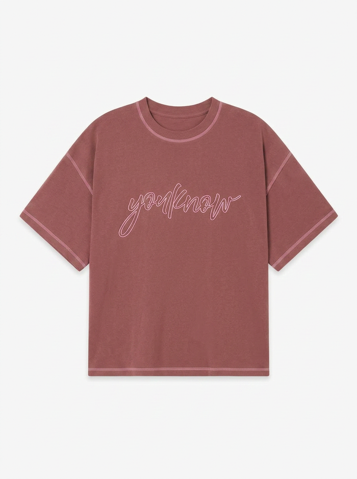 Contrast Stitch Tee | Brown