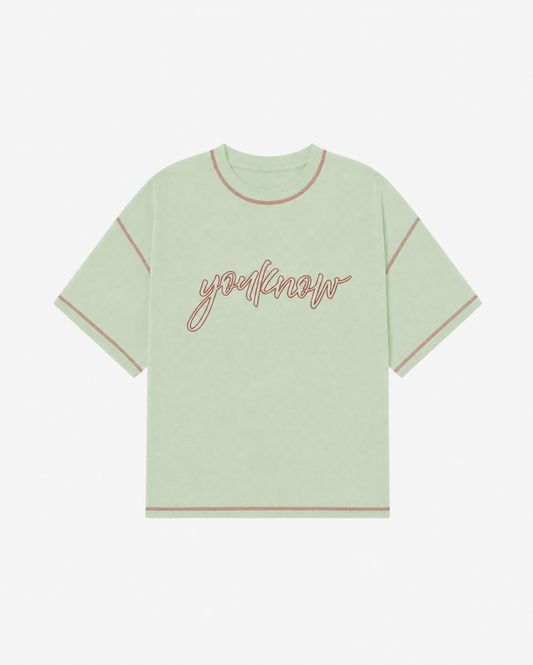 Contrast Stitch Tee | Washed Green
