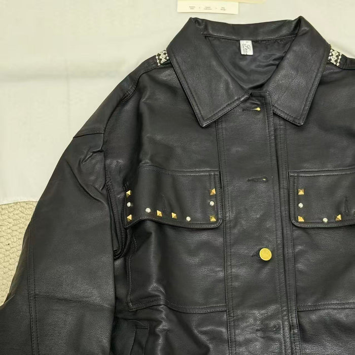 Cool Loose-Fit Biker Jacket with Embroidery
