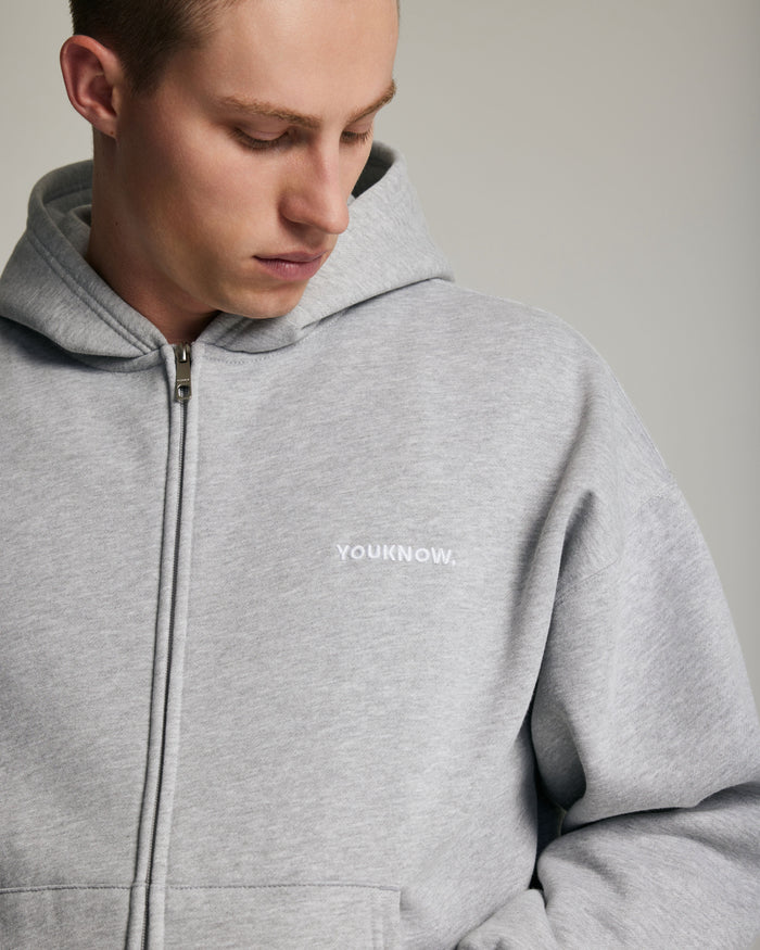 Core Zip Up Hoodie | Heather Grey