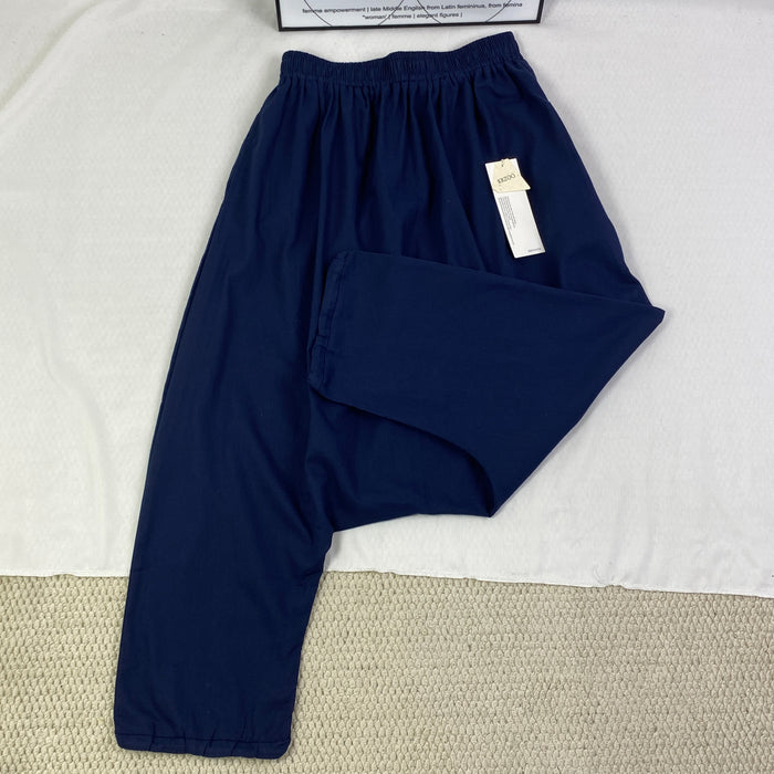 Cotton and linen loose wide-leg pants in solid color