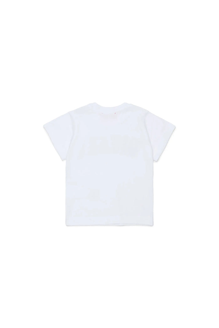 Cotton T-shirt with frayed-effect logo