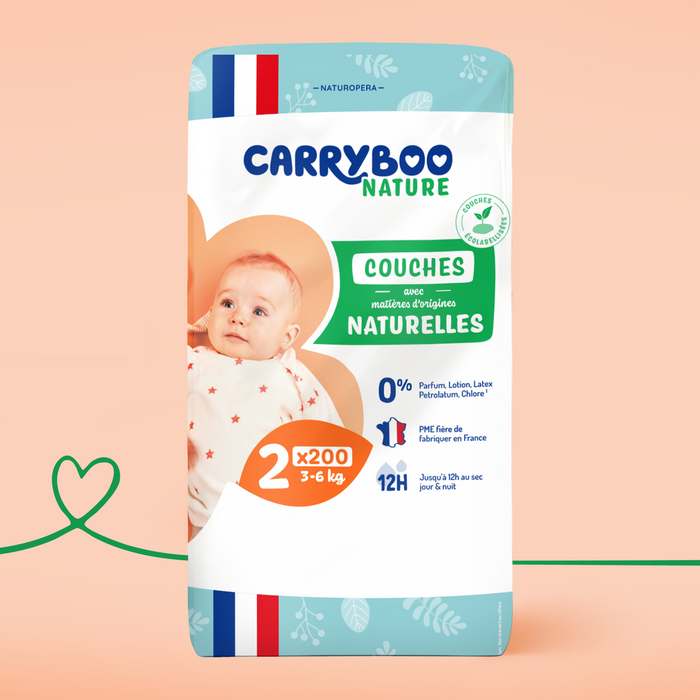 Couches Bébé Écologiques Carryboo Nature - Taille 2