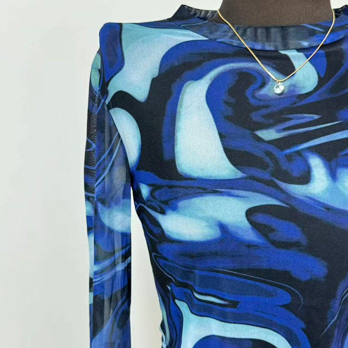 Crew Neck Pullover Printed Crop Top