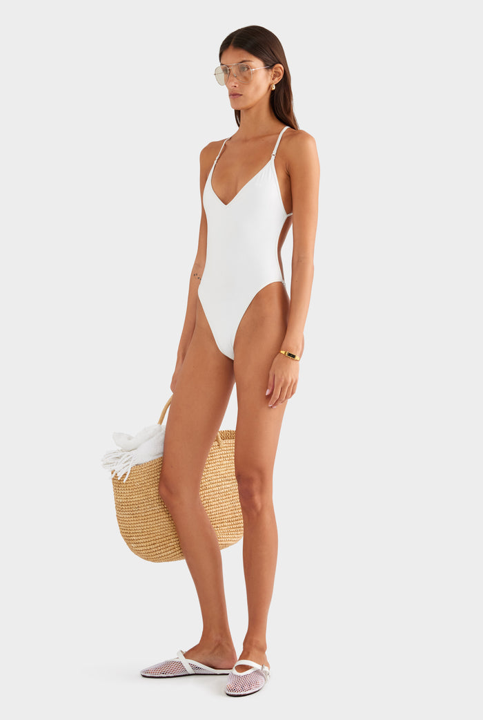 Cross Back One Piece - White