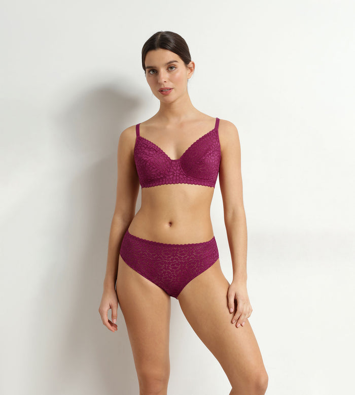 Culotte midi en dentelle florale fruits rouges Daily Dentelle