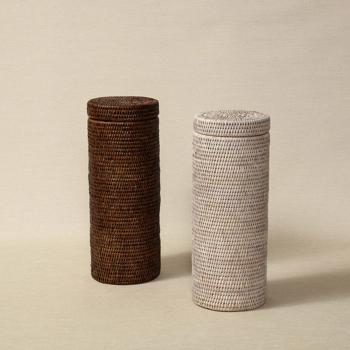 Cylindrical rattan toilet tissue holder