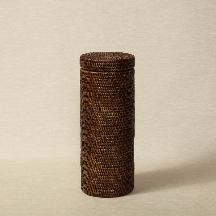 Cylindrical rattan toilet tissue holder