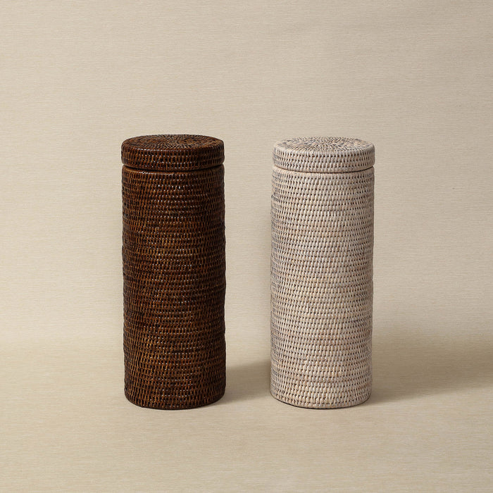 Cylindrical rattan toilet tissue holder