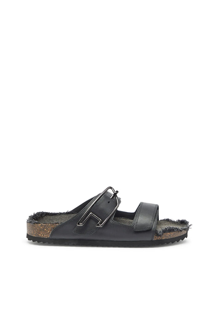 D-Woodstock - Leather slide with cork footbed