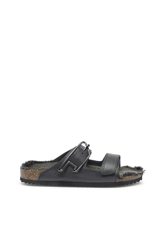 D-Woodstock - Leather slide with cork footbed