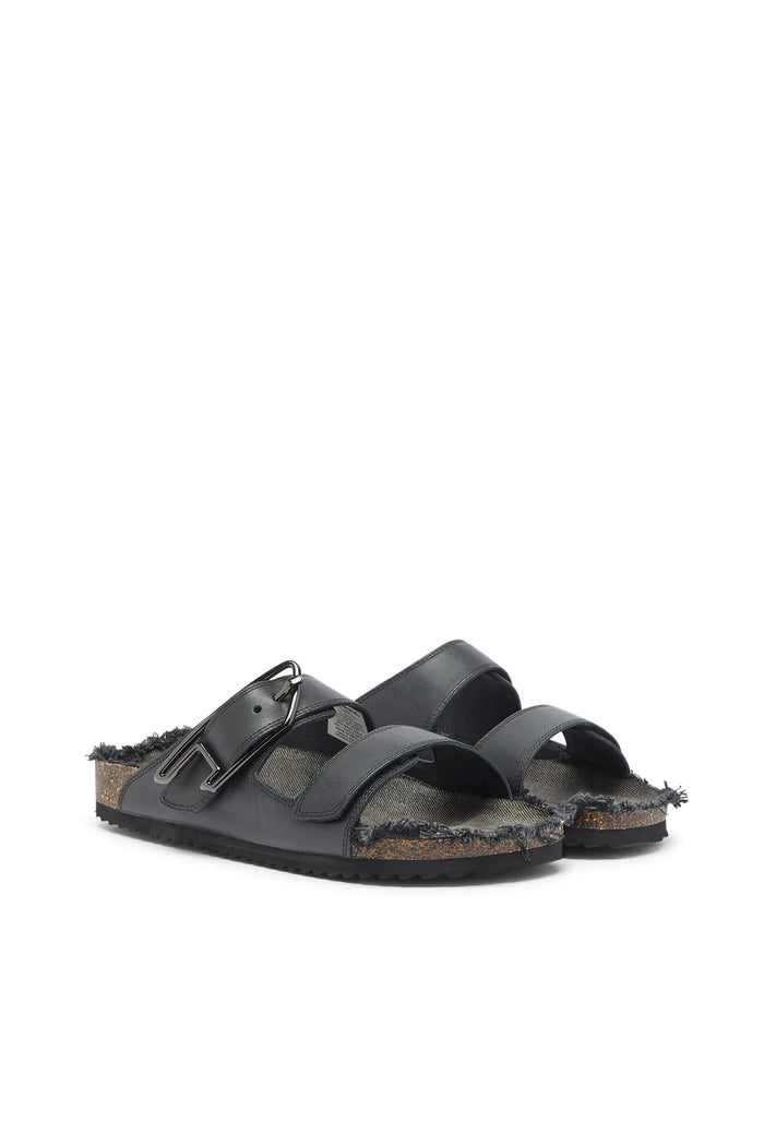 D-Woodstock - Leather slide with cork footbed