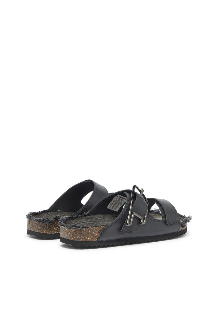 D-Woodstock - Leather slide with cork footbed