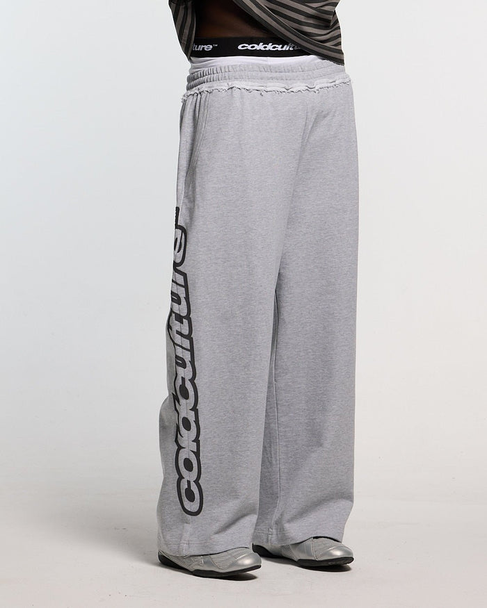 DAILY SET SWEATPANT GREY MELANGE - grey melange sweatpants, front view on male model - Cold Culture #man