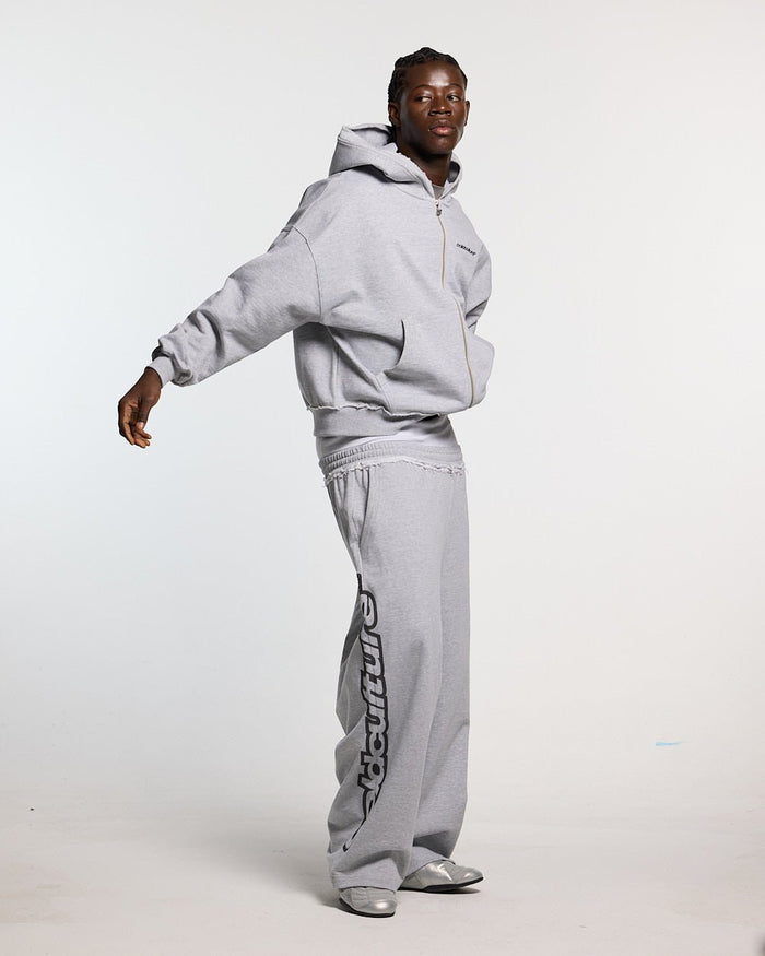 DAILY SET SWEATPANT GREY MELANGE - grey melange sweatpants, front view on male model - Cold Culture #man