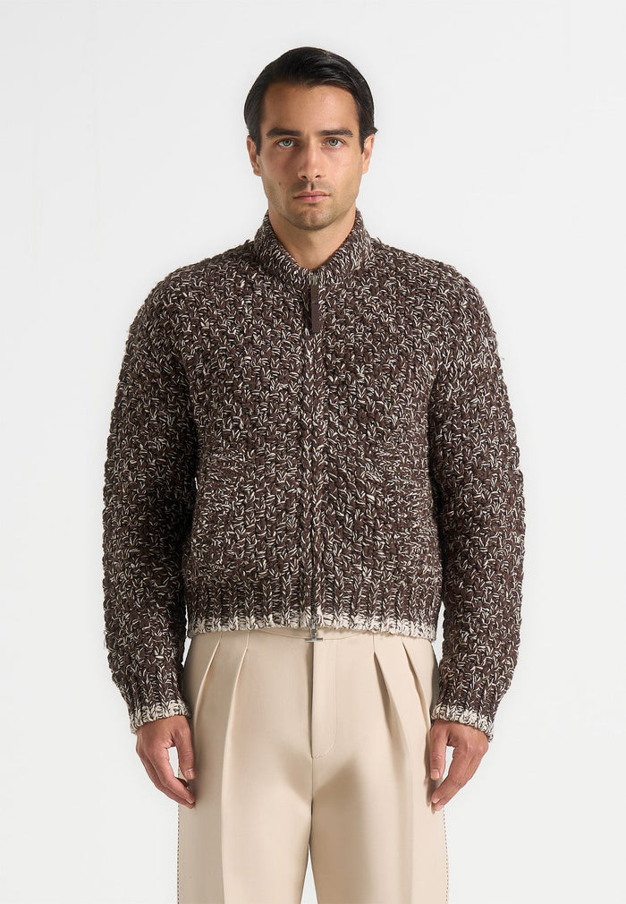 darel-speckled-knit-bomber-jacket-brown