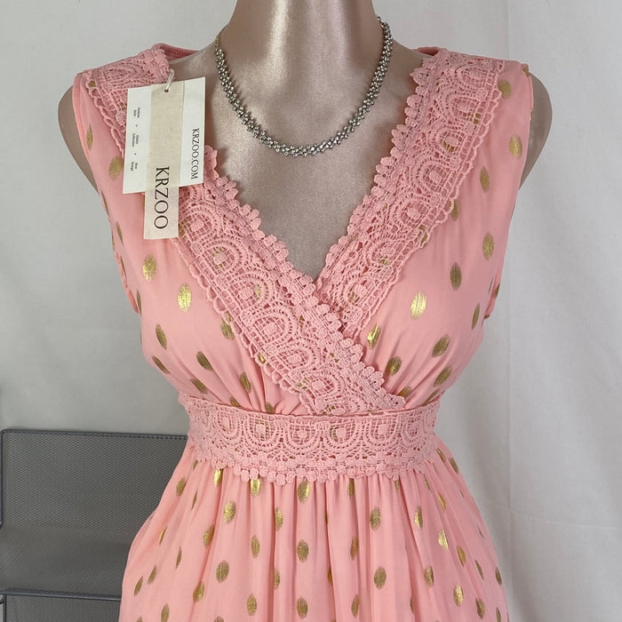 Deep V sleeveless chiffon dress
