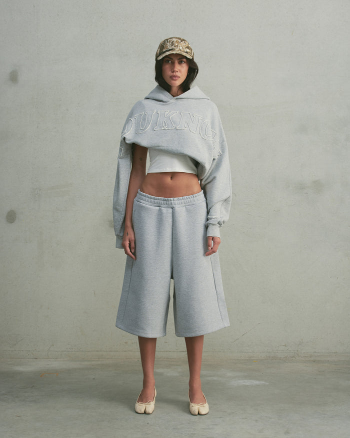 Distressed Applique Hoodie | GREY MARLE
