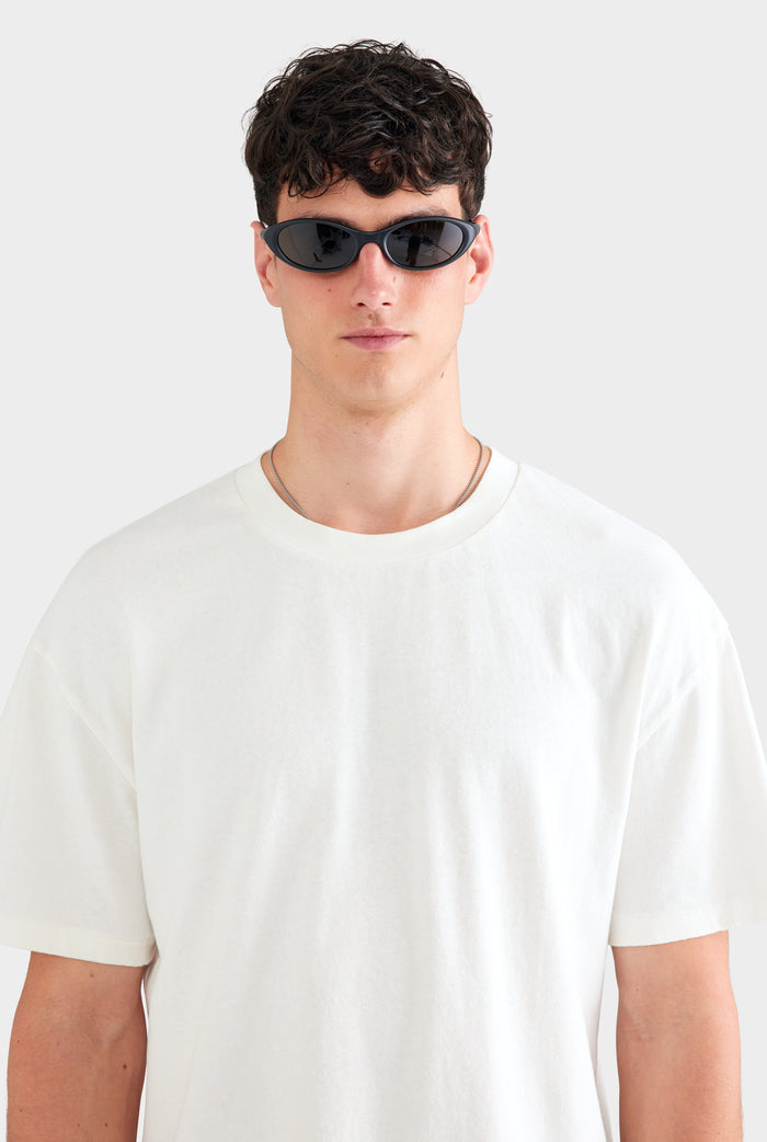 Distressed Cotton Linen T Shirt - Off White