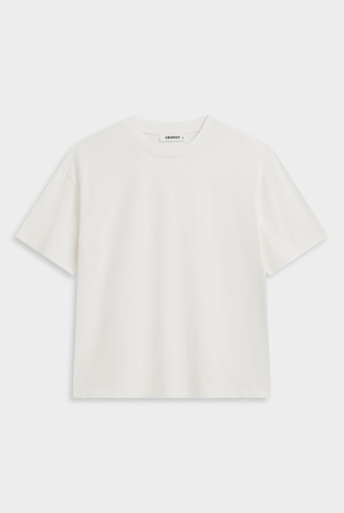 Venroy Distressed Cotton Linen T Shirt - Off White