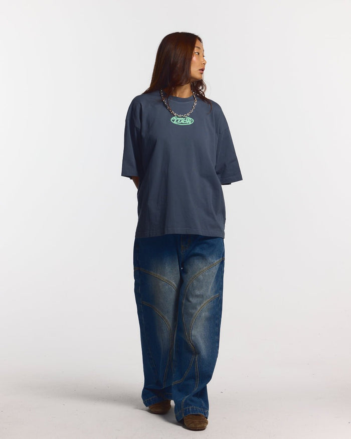 DOWN TO LUCK TEE DARK BLUE - COLD CULTURE #woman
