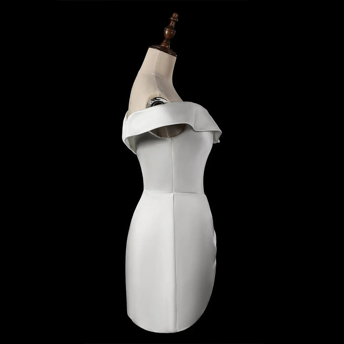 Dreamy Lvory Satin Bodycon Wedding Dress SW724 Sheer Fairy