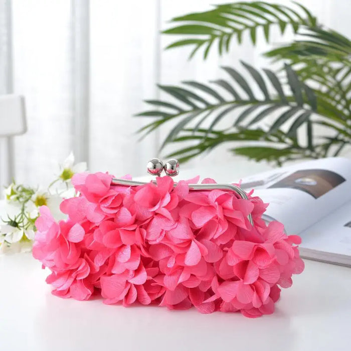 Elegant 3D Floral Chiffon Evening Clutch Bag HB039 Sheer Fairy