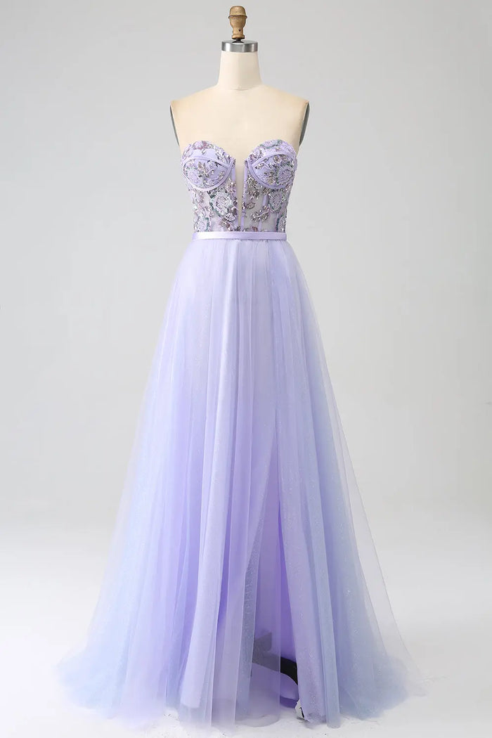 Enchanted Lilac Tulle Strapless Sweetheart Ball Gown SH483 Sheer Fairy