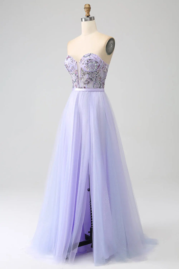 Enchanted Lilac Tulle Strapless Sweetheart Ball Gown SH483 Sheer Fairy