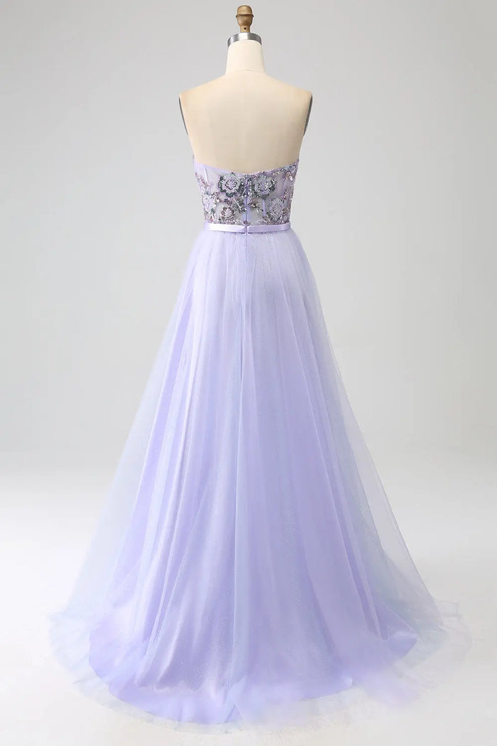 Enchanted Lilac Tulle Strapless Sweetheart Ball Gown SH483 Sheer Fairy