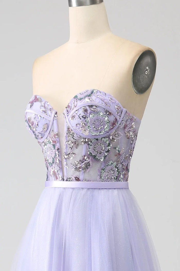 Enchanted Lilac Tulle Strapless Sweetheart Ball Gown SH483 Sheer Fairy