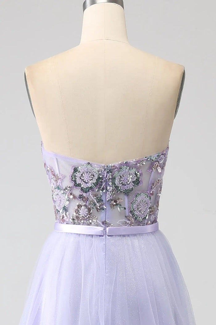 Enchanted Lilac Tulle Strapless Sweetheart Ball Gown SH483 Sheer Fairy