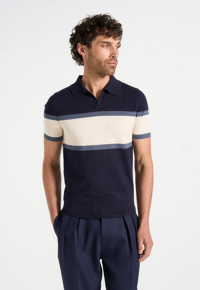 enzo-colour-block-polo-top-navy